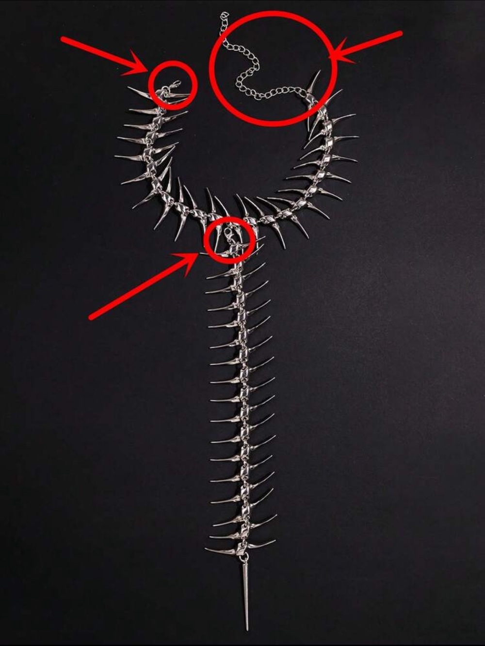 Silver Spine Back Chain Necklace - Picture 2 of 2